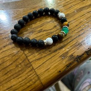 Howlite tigers eye and lava bead bracelet